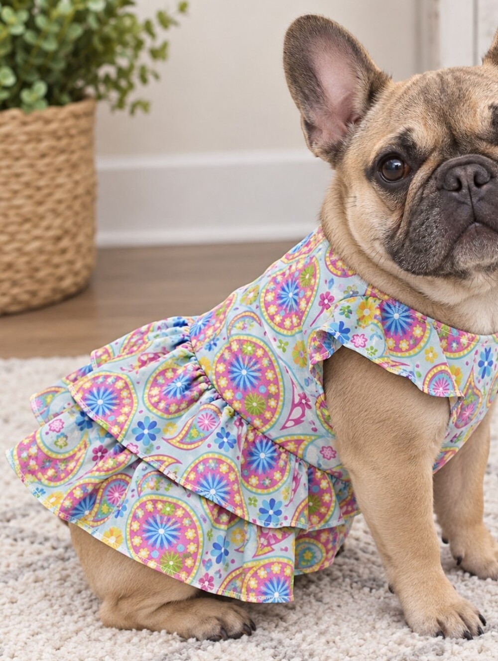 Pastel Floral Paisley Dog Dress For Small Dog- Multicolor. NWOT. V